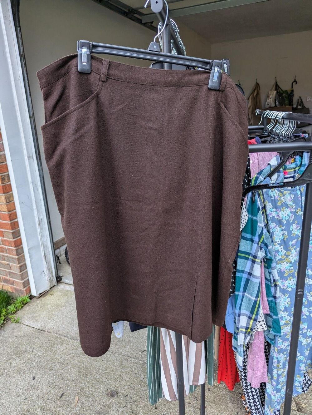 Lane Bryant Designs & Co 24 Brown Merino Wool Skirt Plus Size Made in USA